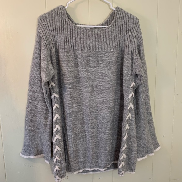 KNOX ROSE Gray Boho Baggy Knit Sweater XXL NWOT LN